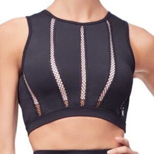 NEW Good American Mixed Mesh Black Athletic Crop Top XL